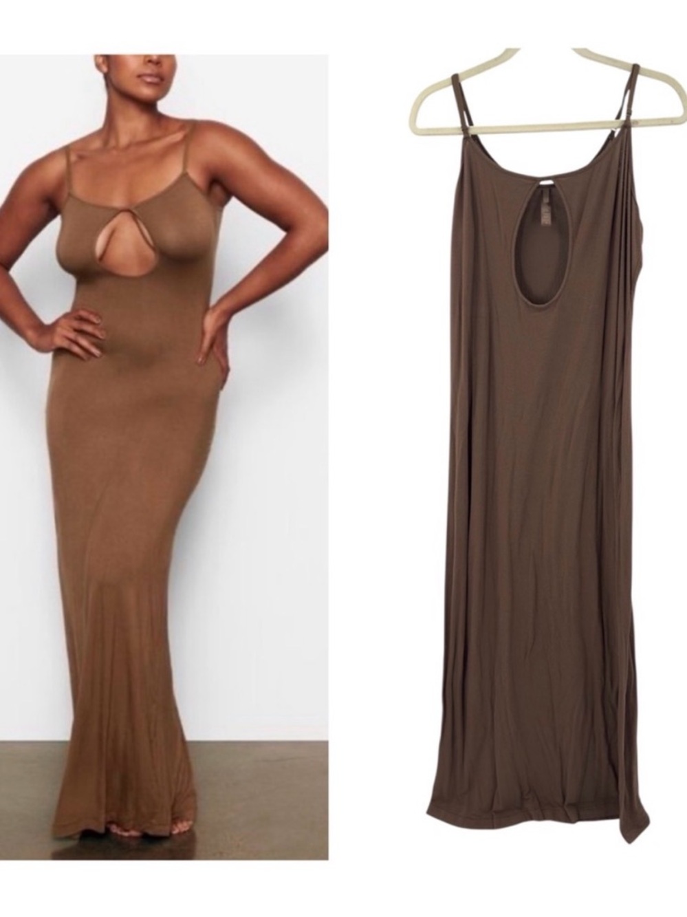 SKIMS NWOT Keyhole dress Large brown